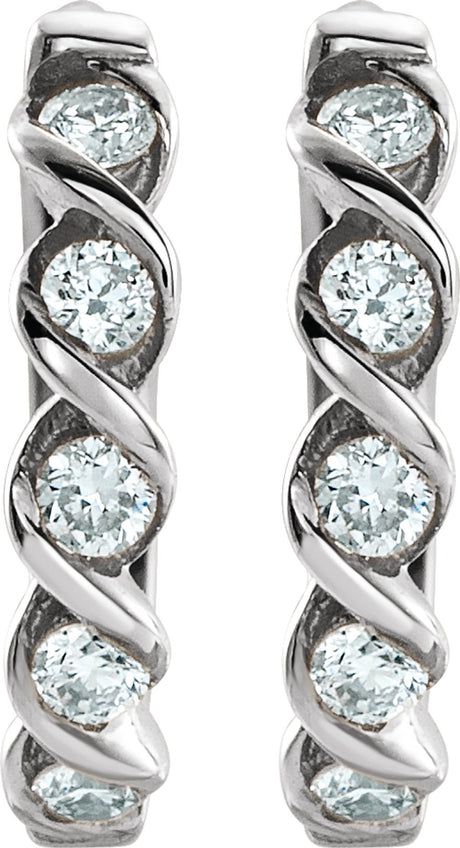 14K White Gold 1/10 CTW Natural Diamond 9 mm Hoop Earrings