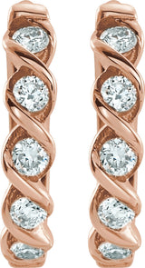 14K Rose Gold 1/10 CTW Lab-Grown Diamond 9 mm Hoop Earrings