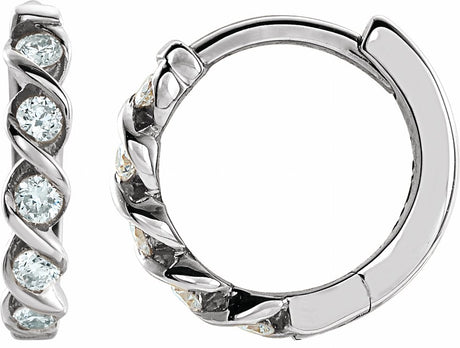 14K White Gold 1/10 CTW Natural Diamond 9 mm Hoop Earrings