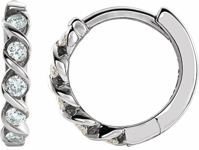 14K White Gold 1/10 CTW Natural Diamond 9 mm Hoop Earrings