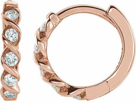 14K Rose Gold 1/10 CTW Lab-Grown Diamond 9 mm Hoop Earrings