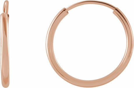 14K Rose Gold Flexible Endless Tube 12 mm Hoop Earrings