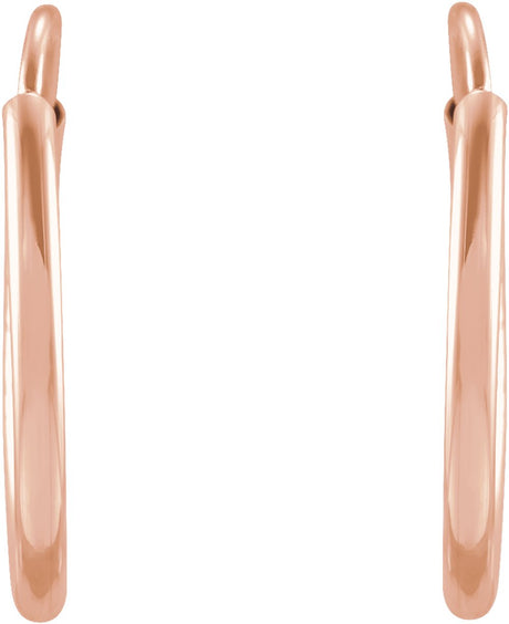 14K Rose Gold Flexible Endless Tube 12 mm Hoop Earrings