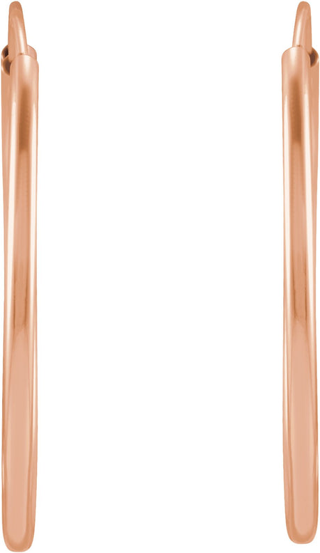 14K Rose Gold Flexible Endless Tube 20 mm Hoop Earrings