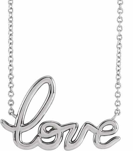 14K White Gold Love 18" Necklace
