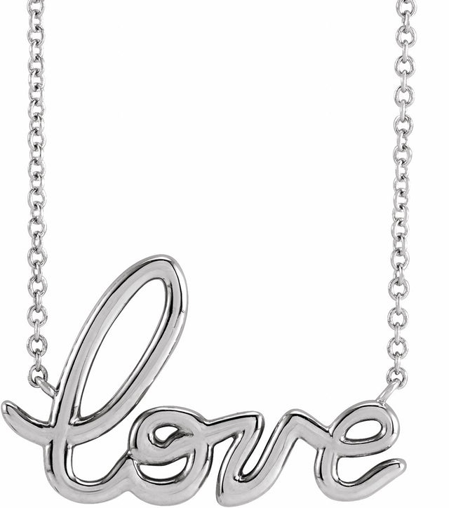 14K White Gold Love 18" Necklace
