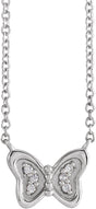 14K White Gold .025 CTW Natural Diamond Butterfly 18" Necklace