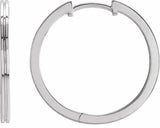 14K White Gold Grooved Hinged 20 mm Huggie Hoop Earrings