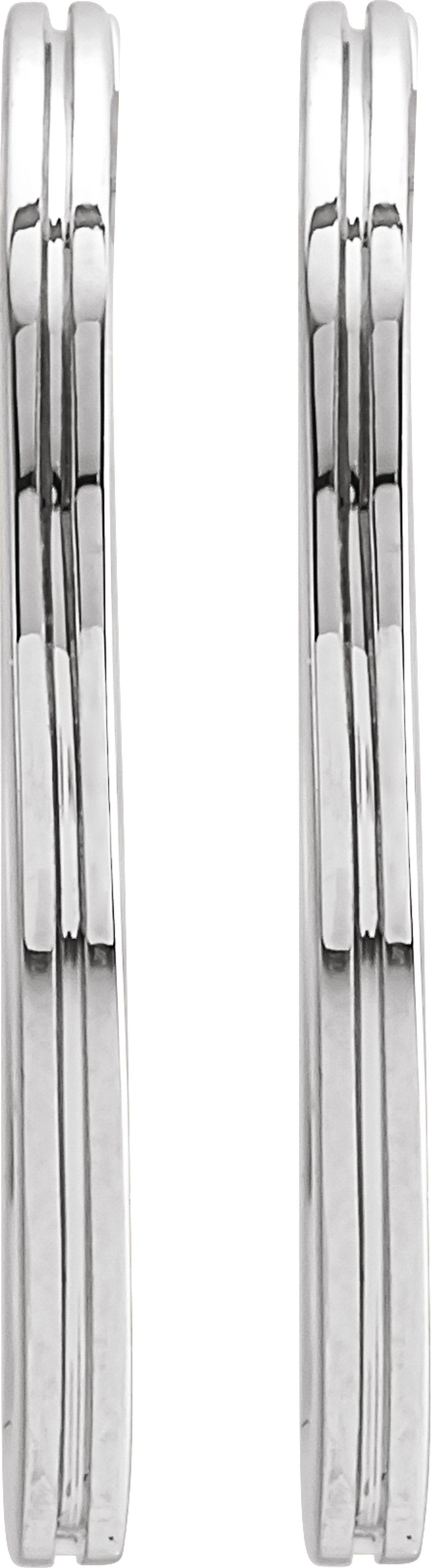 14K White Gold Grooved Hinged 20 mm Huggie Hoop Earrings