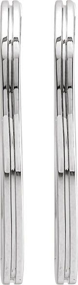 14K White Gold Grooved Hinged 20 mm Huggie Hoop Earrings