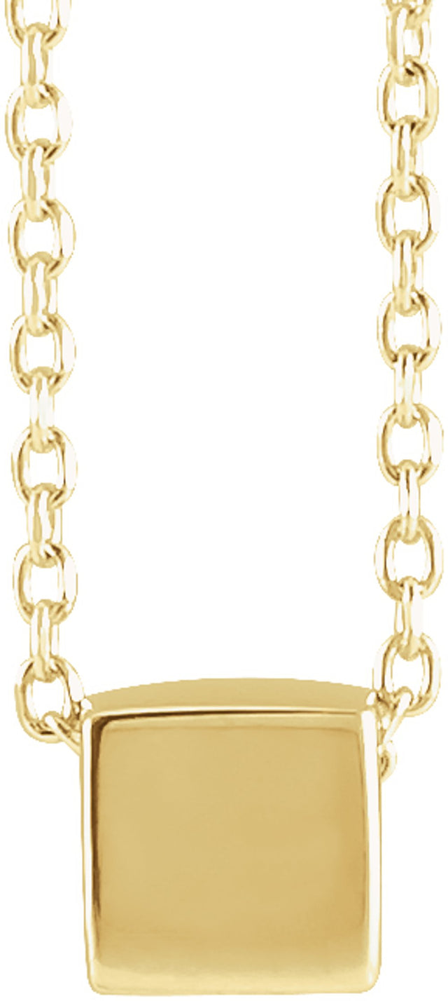 14K Yellow Gold 5x5 mm Cube 18" Necklace