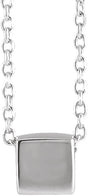 14K White 5x5 mm Cube 16" Necklace