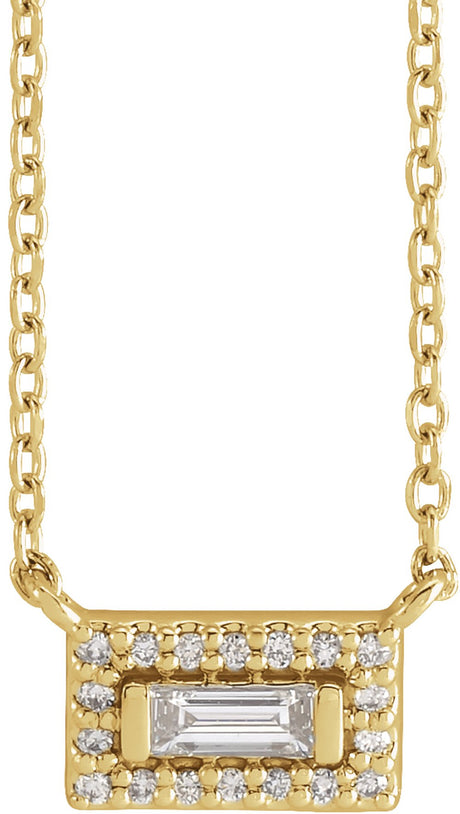 14K Yellow Gold 1/10 CTW Natural Diamond Halo-Style 18" Necklace 