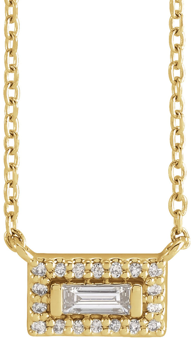 14K Yellow Gold 1/10 CTW Natural Diamond Halo-Style 18" Necklace 