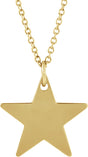 14K Yellow Engravable Star 16-18" Necklace