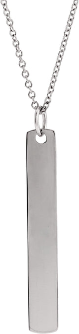 14K White Gold Engravable Bar 16-18" Necklace