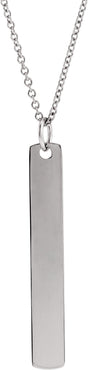 14K White Gold Engravable Bar 16-18" Necklace
