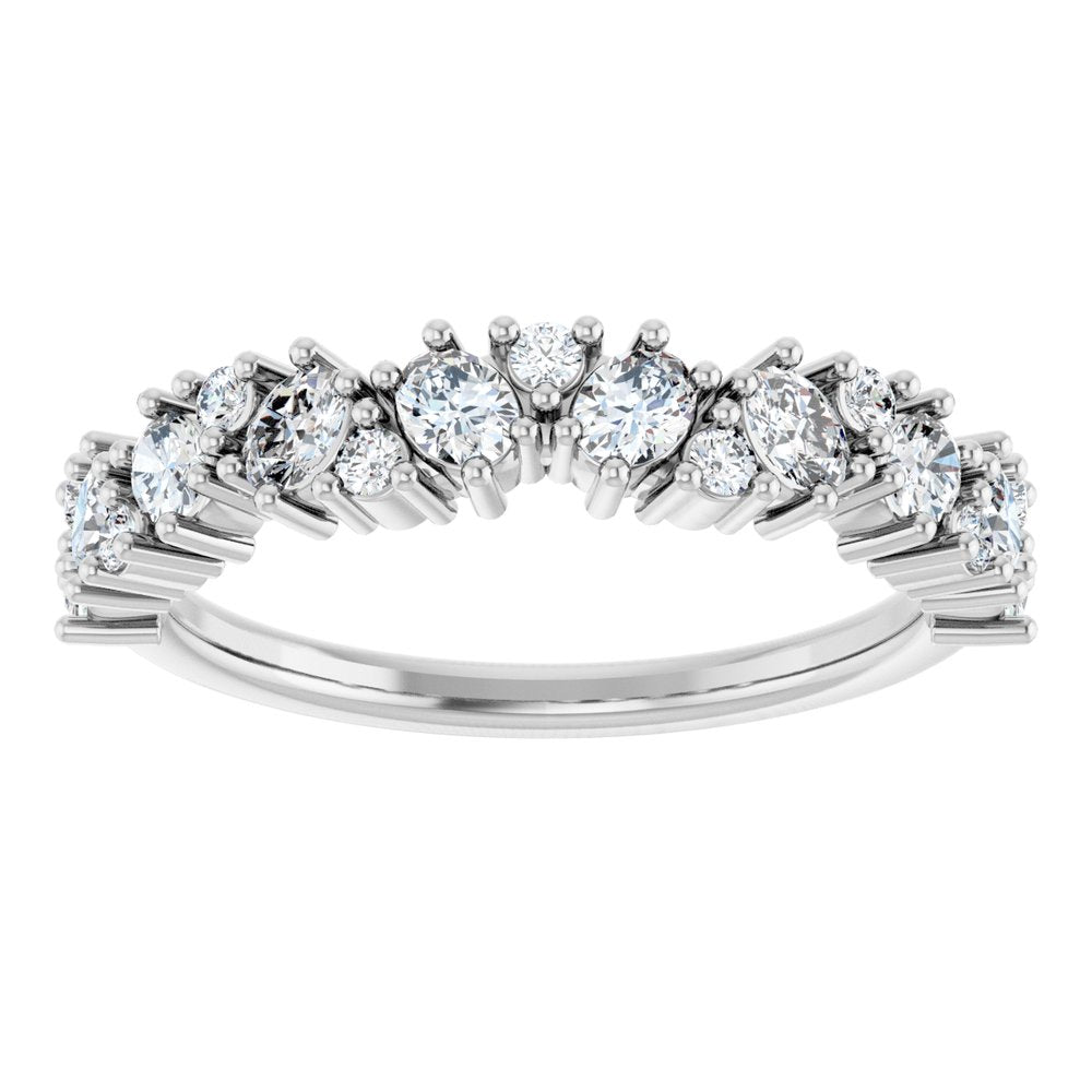 14K White 3/4 CTW Natural Diamond Cluster Anniversary Band