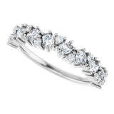 14K White 3/4 CTW Natural Diamond Cluster Anniversary Band