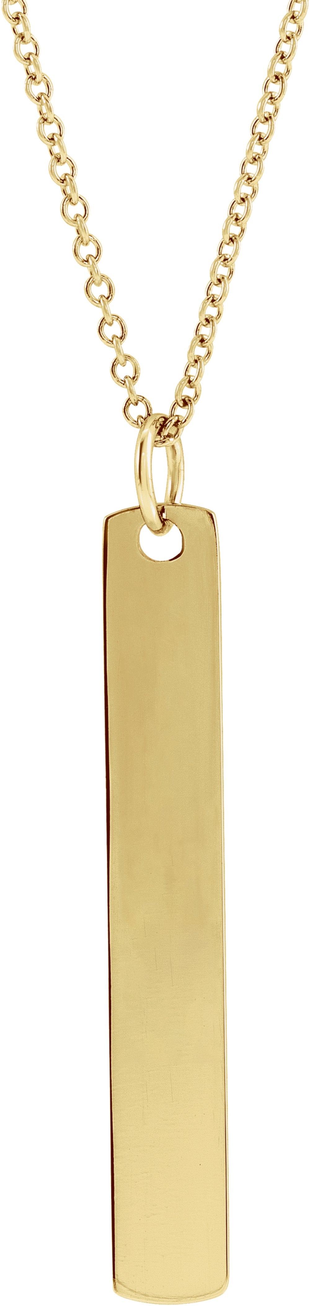 14K Yellow Engravable Bar 16-18" Necklace