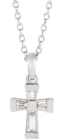 14K White Gold 1/10 CTW Natural Diamond Cross 16-18" Necklace 