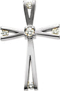 14K White .07 CTW Natural Diamond Cross Pendant 