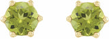14K Yellow 4 mm Natural Peridot & .03 CTW Natural Diamond Crown Earrings