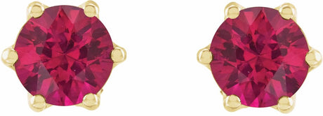 14K Yellow Gold 5 mm Lab-Grown Ruby & .03 CTW Natural Diamond Crown Earrings