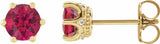 14K Yellow Gold 5 mm Lab-Grown Ruby & .03 CTW Natural Diamond Crown Earrings