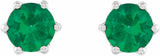 14K White Gold 5 mm Natural Emerald & .03 CTW Natural Diamond Crown Earrings