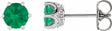 14K White Gold 5 mm Natural Emerald & .03 CTW Natural Diamond Crown Earrings