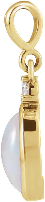 14K Yellow Gold 6x4 mm Natural Ethiopian Opal & .015 CT Natural Diamond Pendant