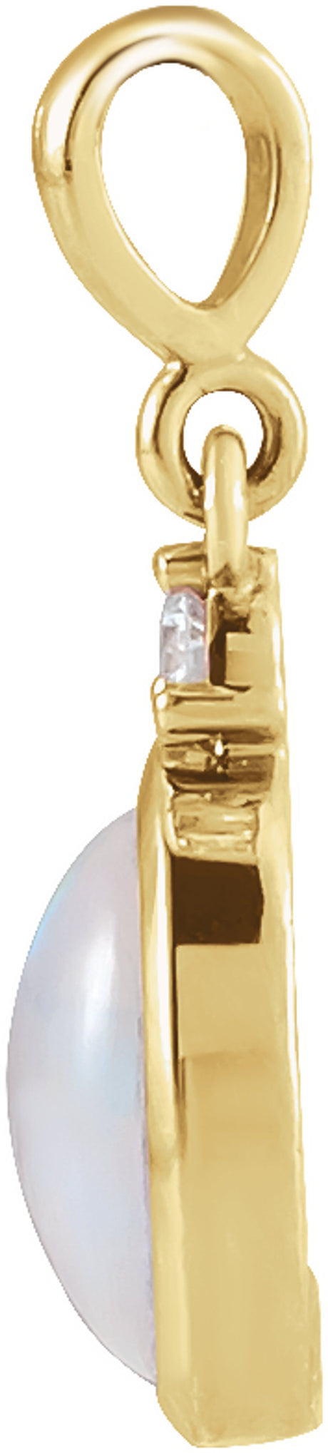 14K Yellow Gold 6x4 mm Natural Ethiopian Opal & .015 CT Natural Diamond Pendant