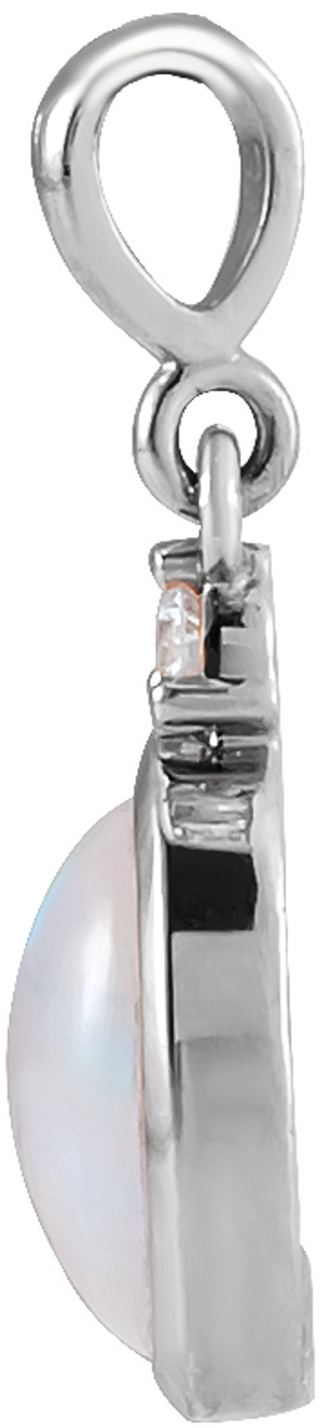 14K White Gold 6x4 mm Natural Ethiopian Opal & .015 CT Natural Diamond Pendant