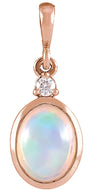 14K Rose 6x4 mm Natural Ethiopian Opal & .015 CT Natural Diamond Pendant