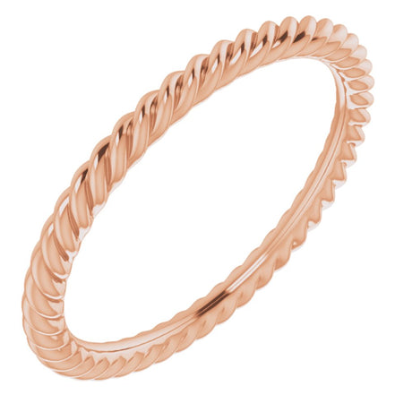 14K Rose Gold 1.3 mm Skinny Rope Band Size 3.5