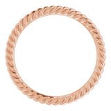 14K Rose Gold 1.3 mm Skinny Rope Band Size 3.5