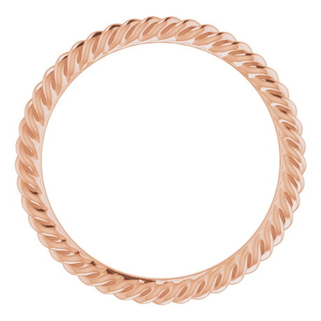 14K Rose Gold 1.3 mm Skinny Rope Band Size 3.5