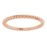 14K Rose Gold 1.3 mm Skinny Rope Band Size 3.5