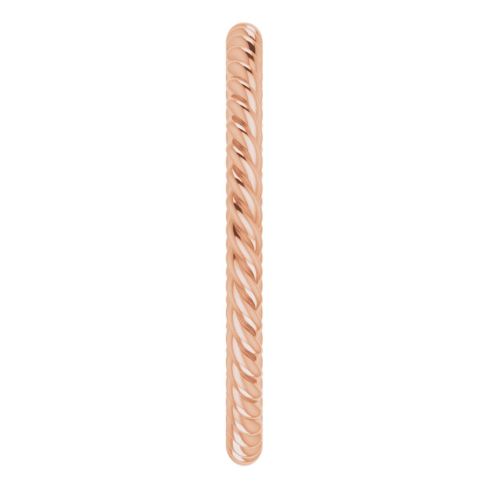 14K Rose Gold 1.3 mm Skinny Rope Band Size 3.5
