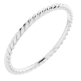 Sterling Silver 1.3 mm Skinny Rope Band Size 9