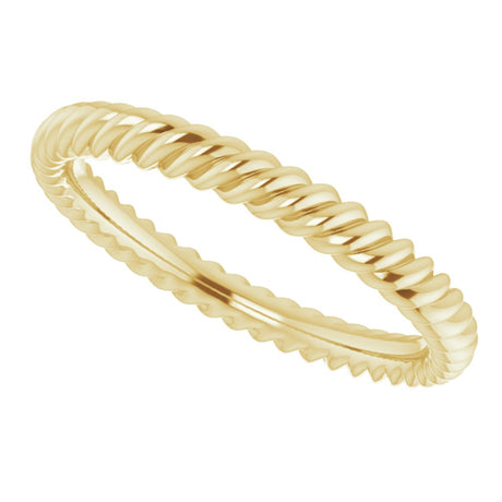 14K Yellow Gold 2 mm Skinny Rope Band Size 3.5