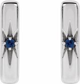 Platinum Natural Blue Sapphire Bar Earrings