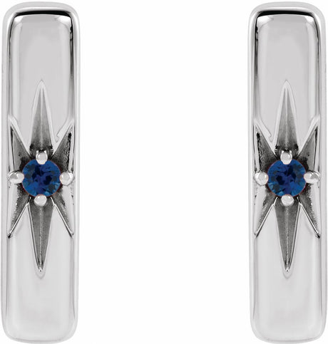 Platinum Natural Blue Sapphire Bar Earrings