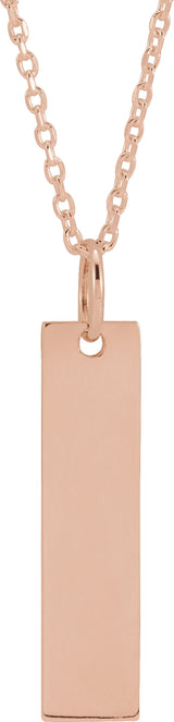 18K Rose Gold-Plated Sterling Silver 20x5 mm Engravable Bar 16-18" Necklace