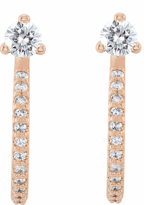 14K Rose 1/3 CTW Natural Diamond J-Hoop Earrings