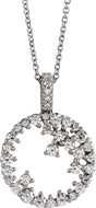 14K White Gold 3/4 CTW Natural Diamond Scattered Circle 16-18" Necklace