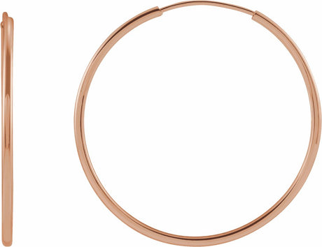 14K Rose Flexible Endless Tube 25 mm Hoop Earrings