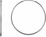 14K White Gold Flexible Endless Tube 30 mm Hoop Earrings