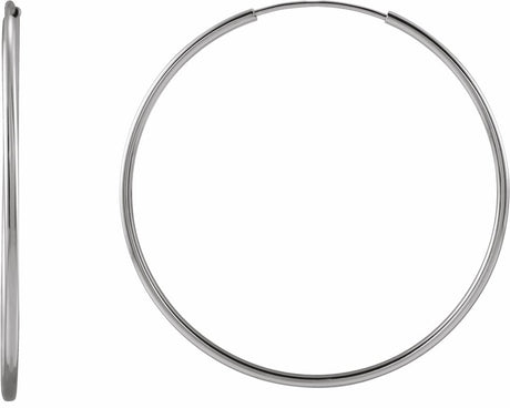 14K White Gold Flexible Endless Tube 30 mm Hoop Earrings